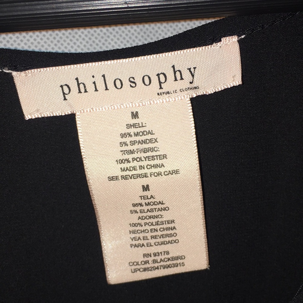 Philosophy Black Blouse Top | Size M - Picture 4 of 5